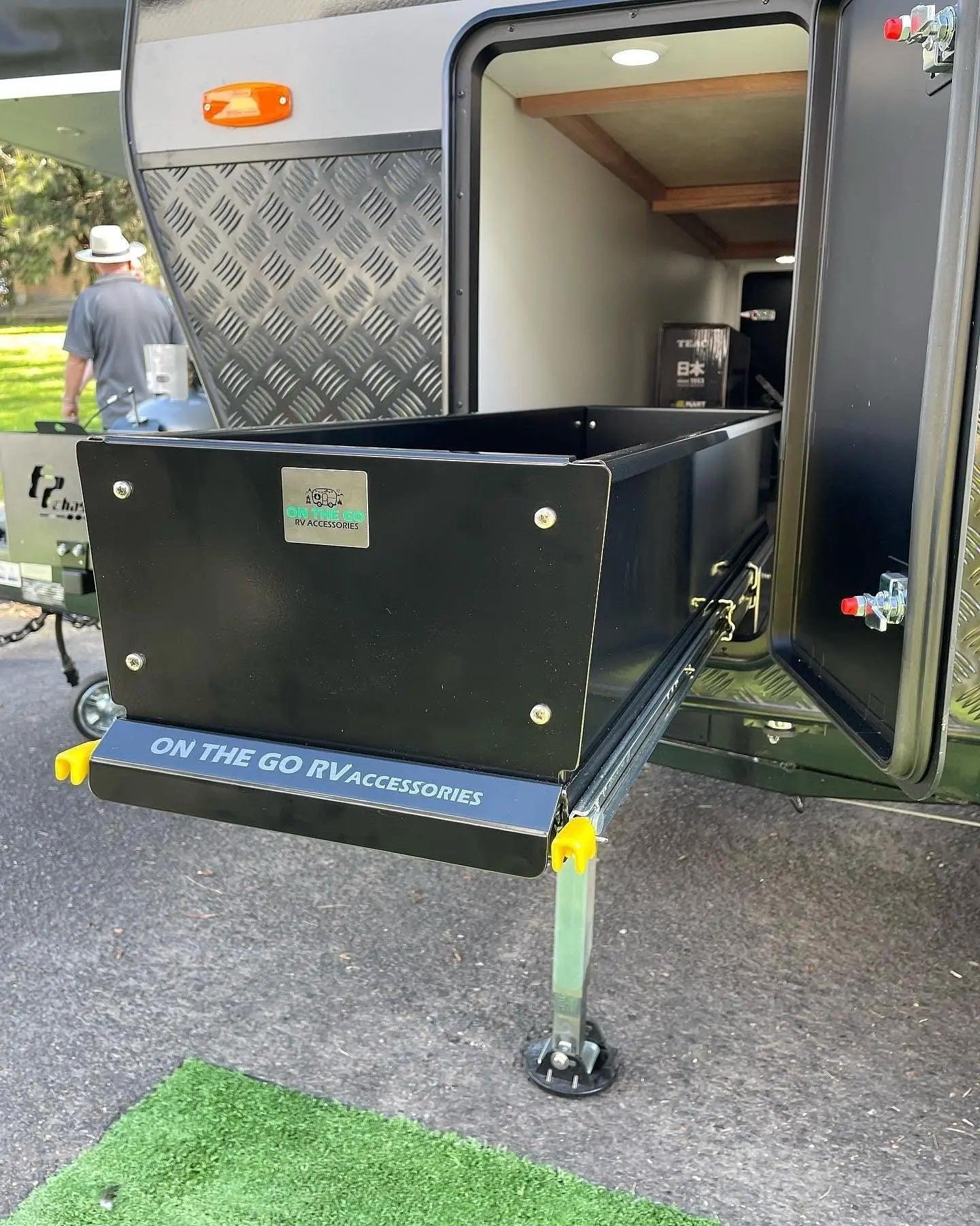 400mm wide Tunnel Boot Draw Slide with High Sides x 1000mm Long - Everything Caravans