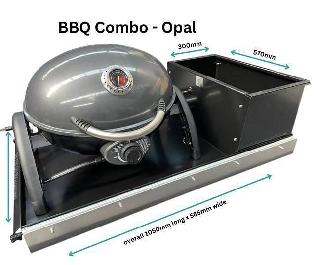 On The Go RV Kitchen Slide BBQ Combo Kit - OPAL 1000mm Long