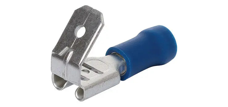 Blue 6.3mm Female Spade+Tab Crimp Pk 100