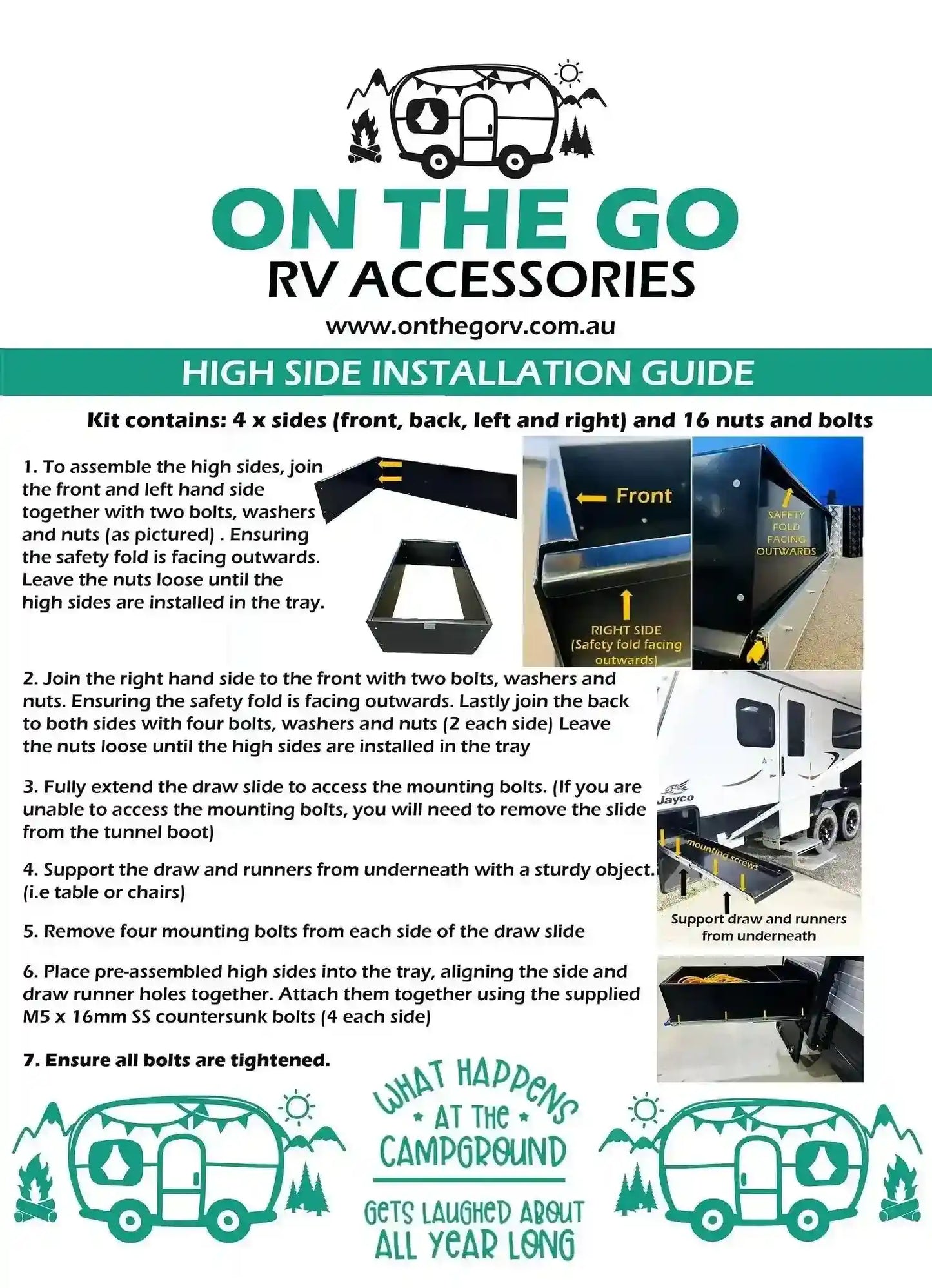 On The Go RV Fridge High Side 475mm x 600mm suits 1000mm or 1200mm Slide