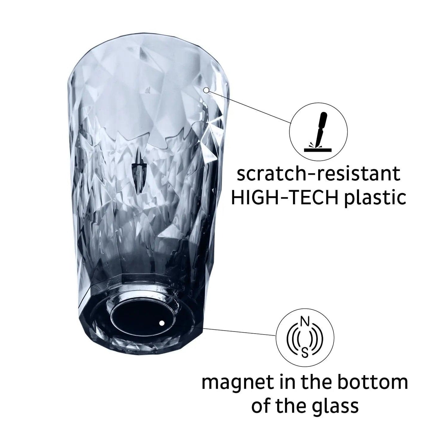 2 x Magnetic Plastic Glass Longdrink Grey By Silwy - Everything Caravans