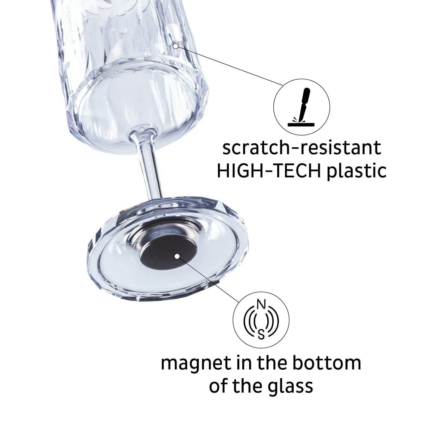 2 x Magnetic Plastic Glass Wine 200ml By Silwy - Everything Caravans