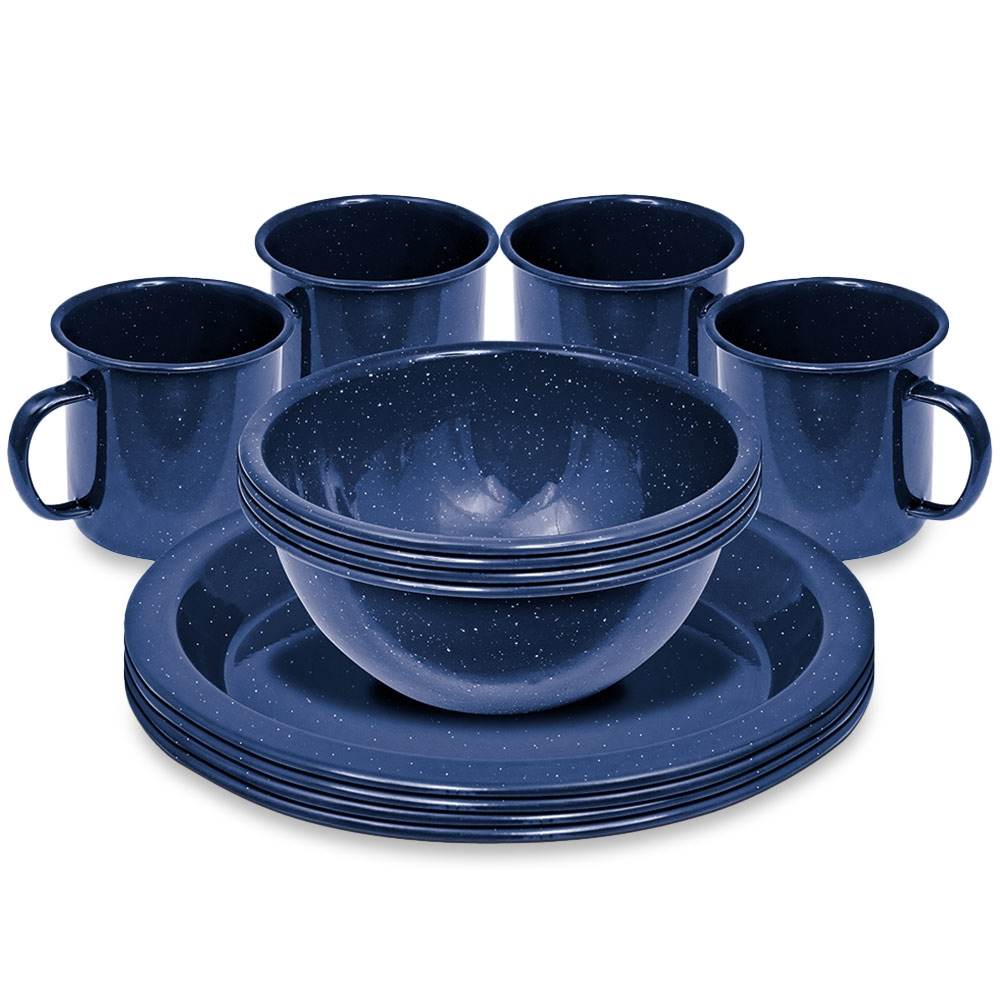 Campfire 12 Piece Enamel Dinner Set Navy Blue