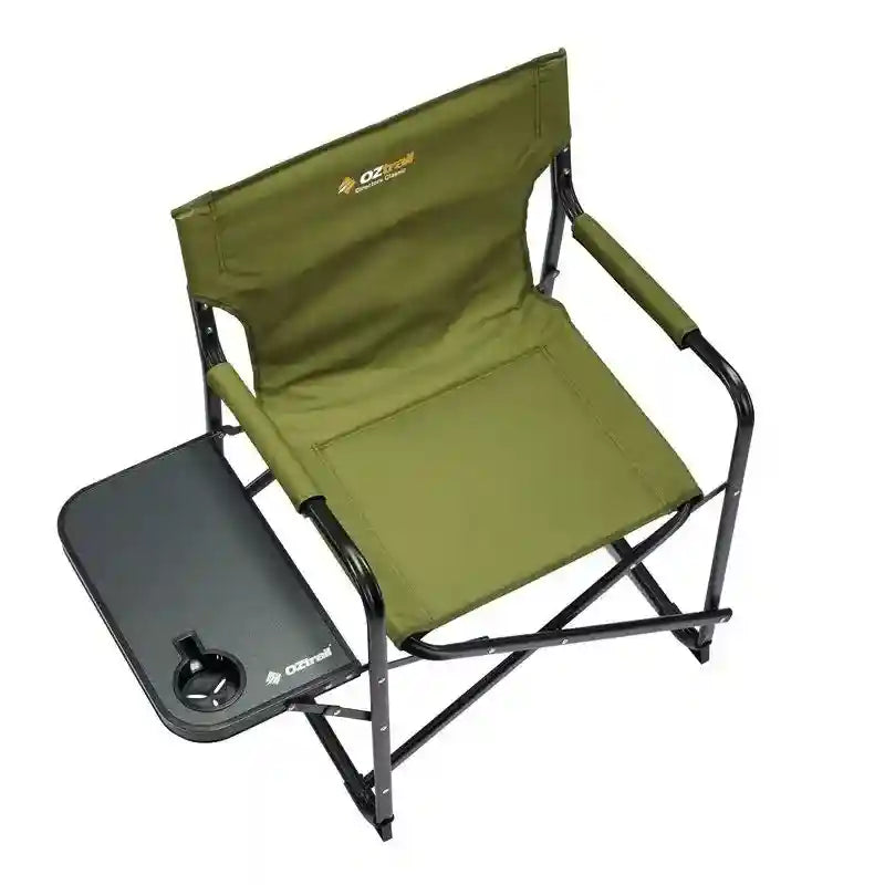OZtrail Directors Classic Chair With Side Table Green