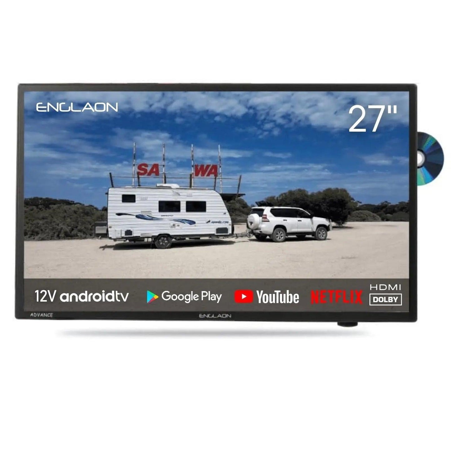 27inch 12volt HD Smart TV with Dvd Bluetooth Chromecast - Everything Caravans