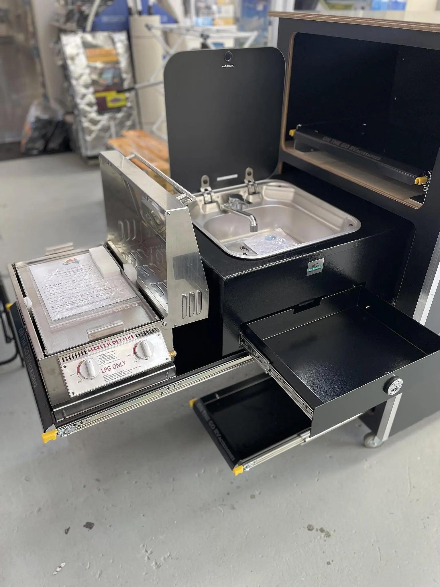 BBQ Slide Combo 600mm wide Royale Tunnel Boot Draw Slide - Everything Caravans