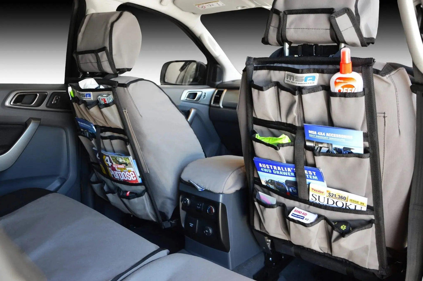 MSA 4x4 Seat Organiser – Heavy-Duty Canvas Car Storage - Everything Caravans