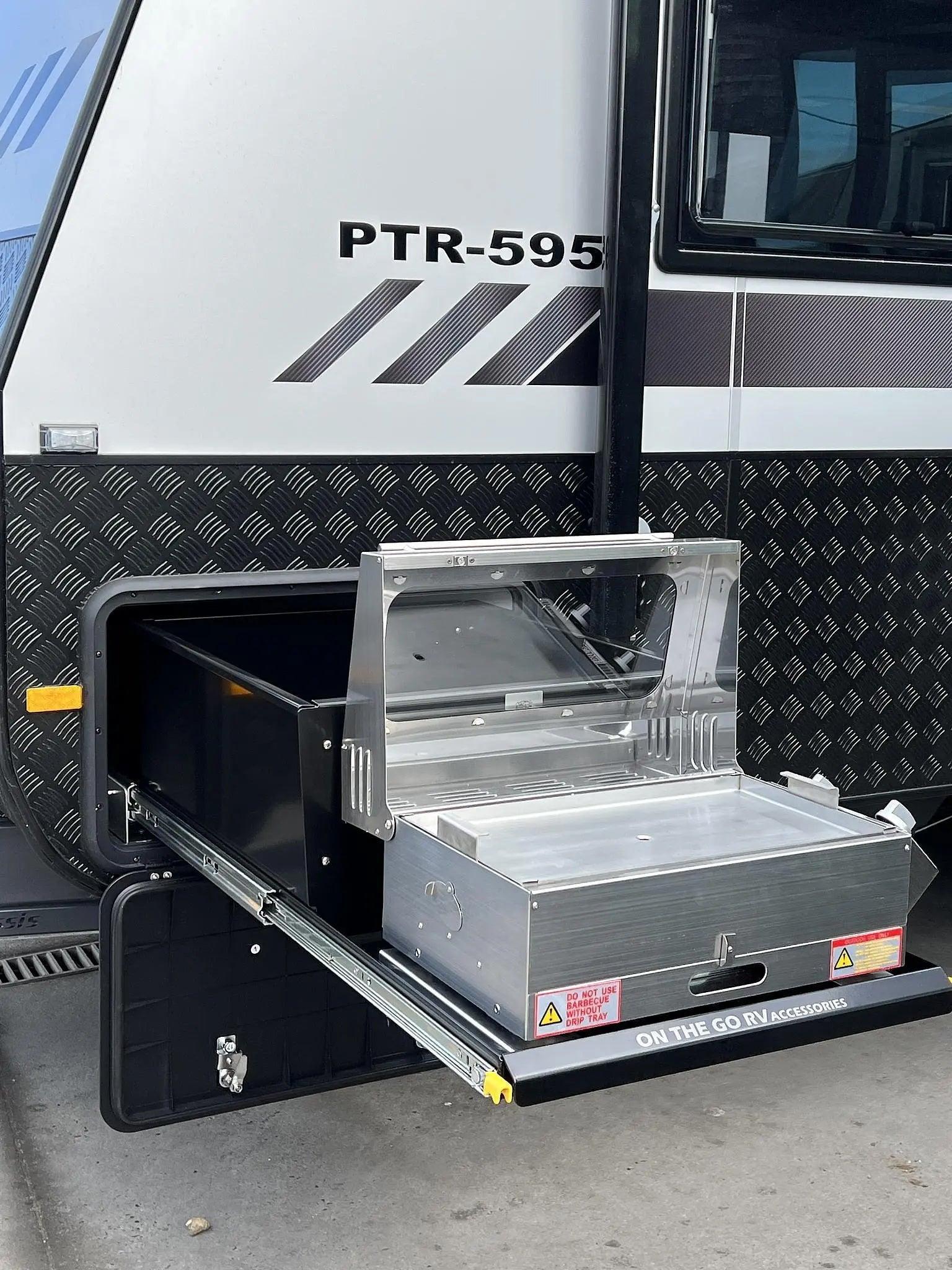 BBQ Slide Combo 570mm wide Alice Tunnel Boot Draw Slide - Everything Caravans