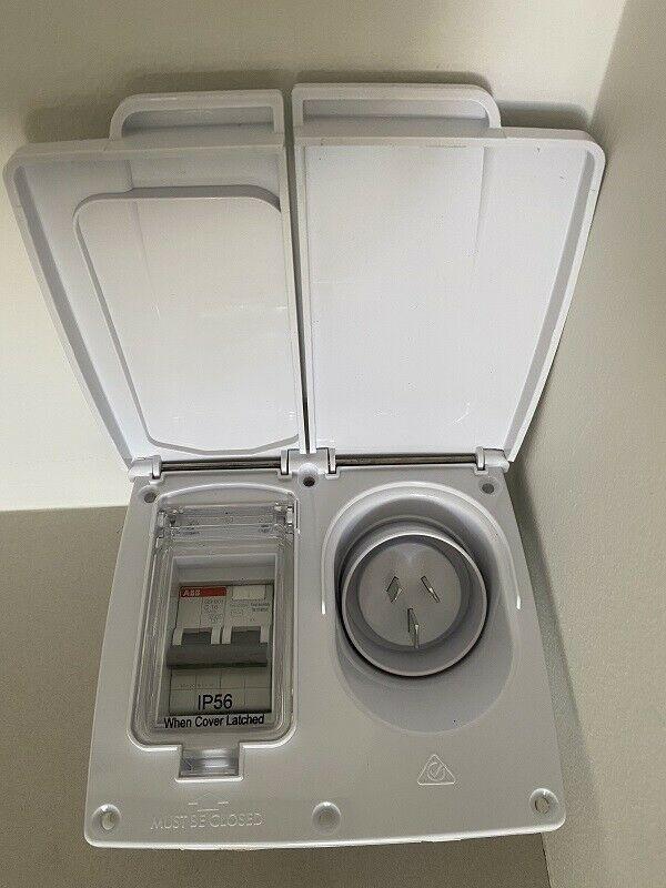 CMS 15amp Single 15A Autoswitch inlet White with RCD Switch IP44 Jilcbwh