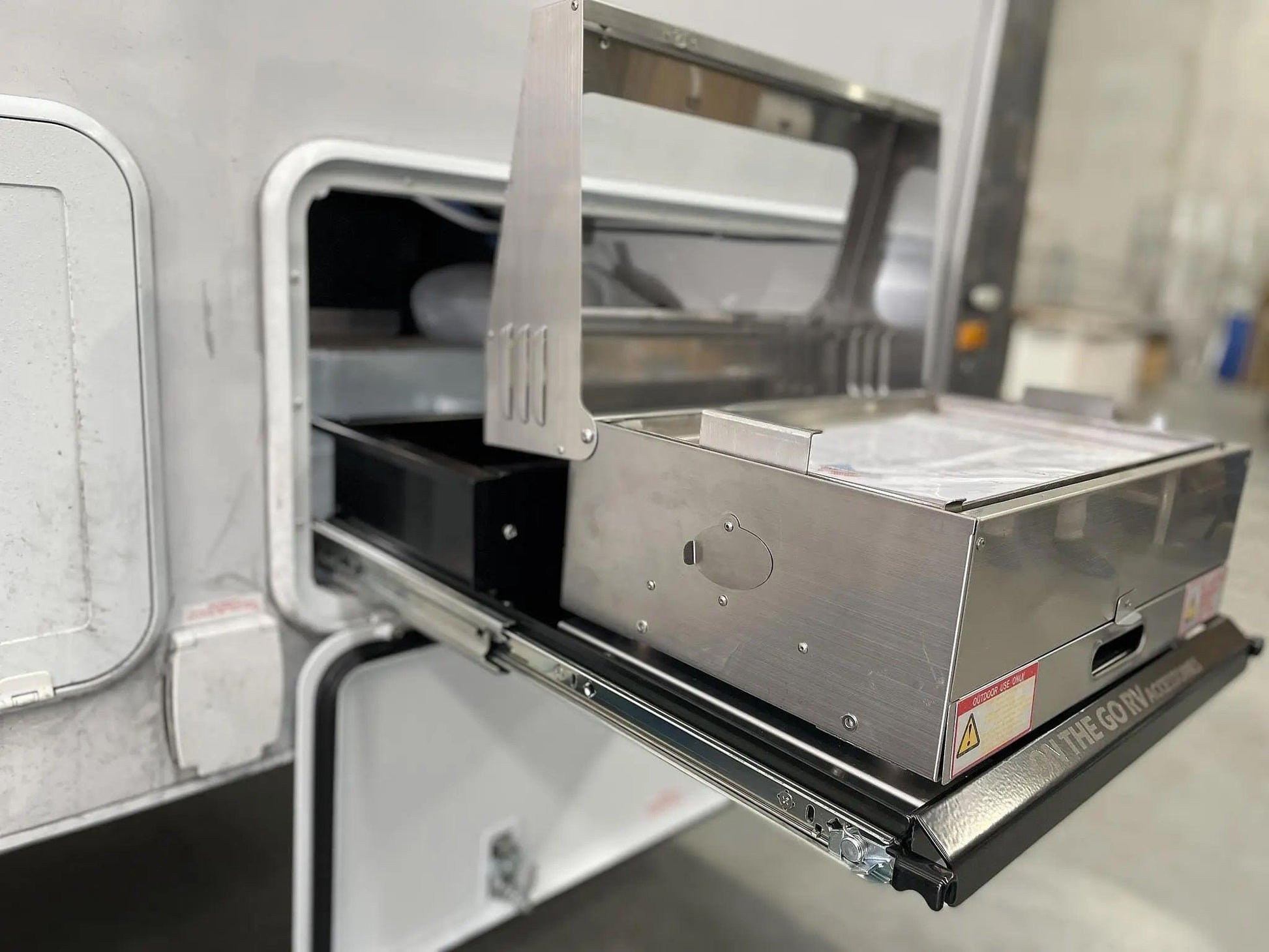 BBQ Slide Combo 570mm wide Vicki Tunnel Boot Draw Slide ideal for Motorhome - Everything Caravans