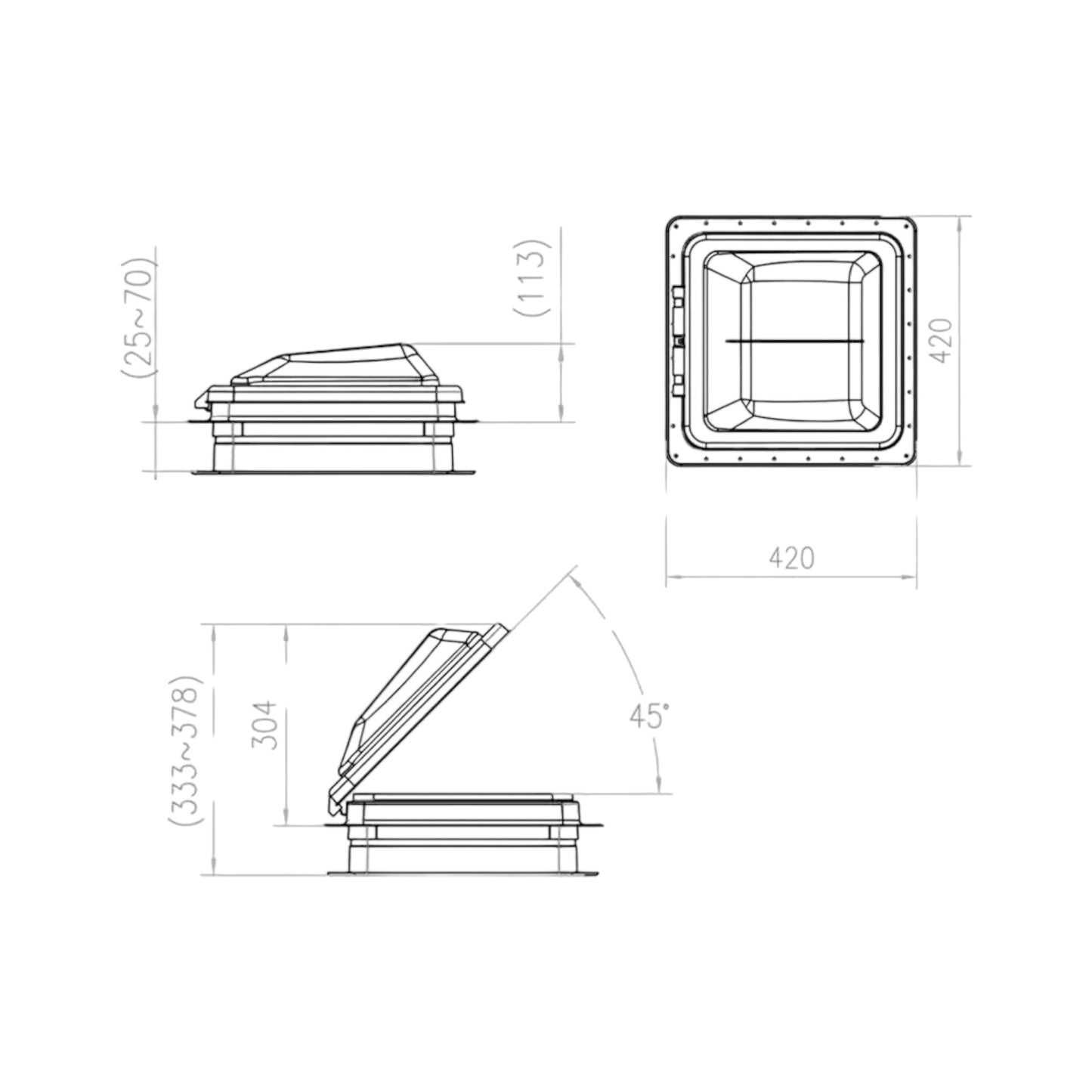 Coast RV 14X14 White Wind-Up Roof Vent with 12v Fan