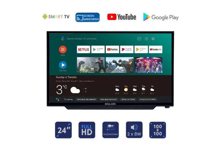 24inch 12volt TV Smart TV with Built in Soundbar and Chromecast - last one then no longer available - Everything Caravans