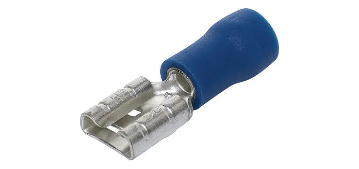 Blue 6.3mm Female Half insulated Spade Crimp Pk 100
