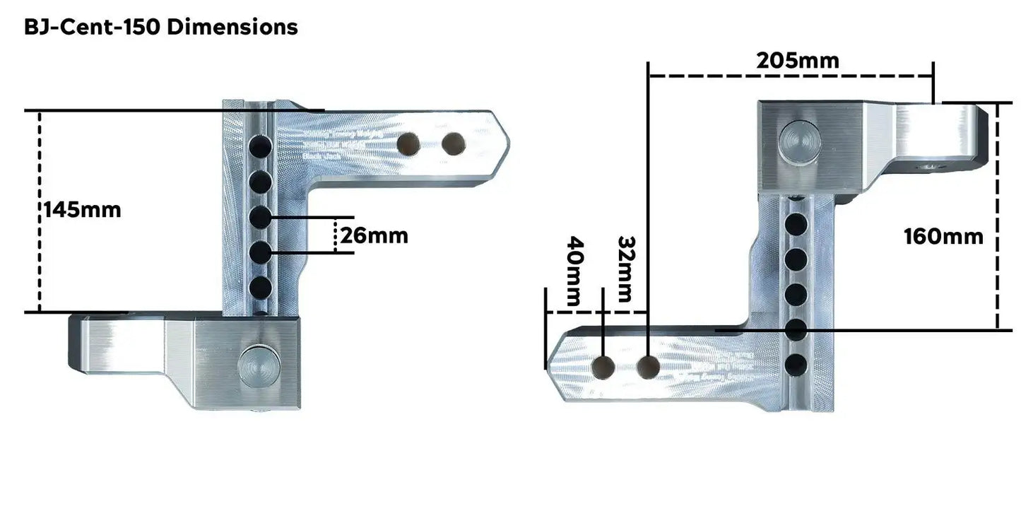 Black Jack Centurion Adjustable Hitch 150mm - Everything Caravans
