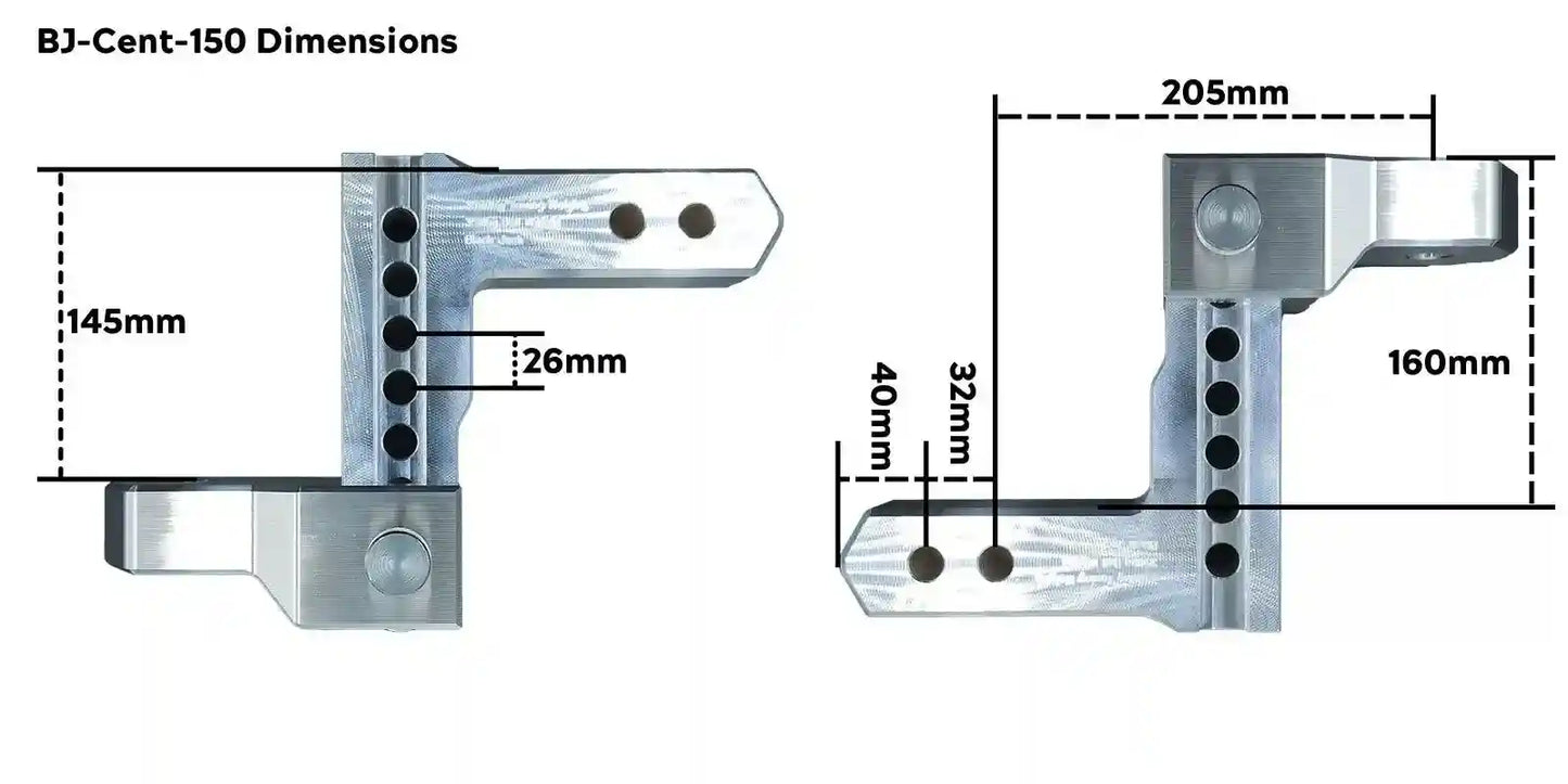 Black Jack Centurion Adjustable Hitch 150mm - Everything Caravans