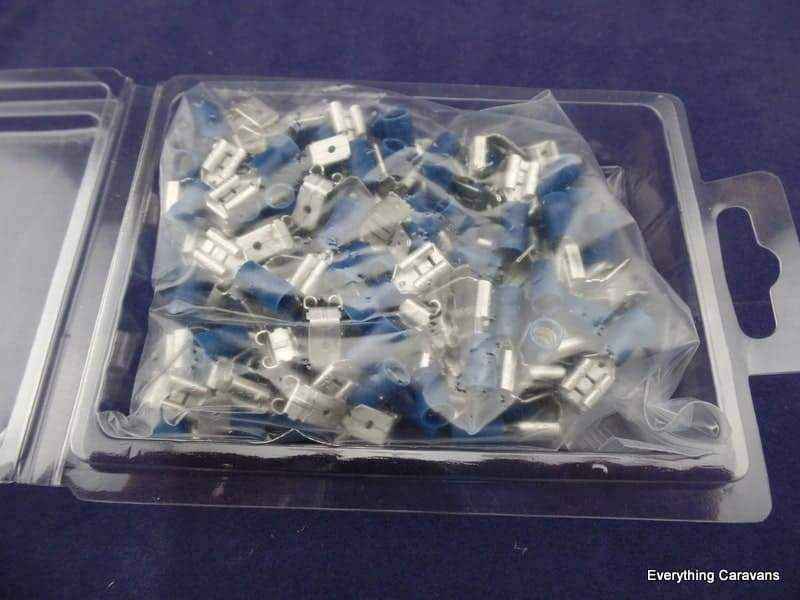 Blue 6.3mm Female Spade+Tab Crimp Pk 100