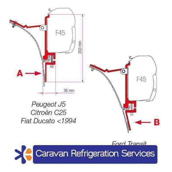 Fiamma Awn Brackets 200-04634 98655-017 Van Fitting for F45 Awning