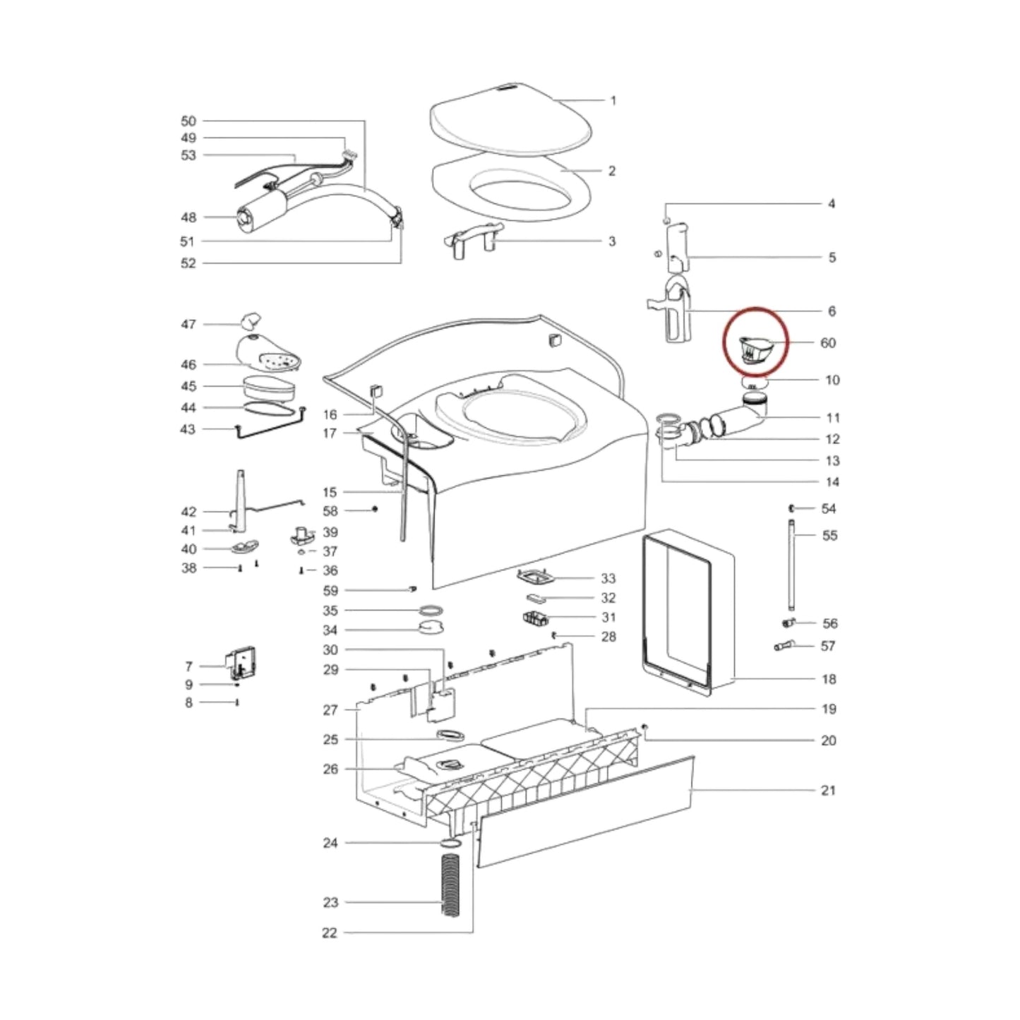 Water Fill Extension to Suit Thetford Bench Type Toilets