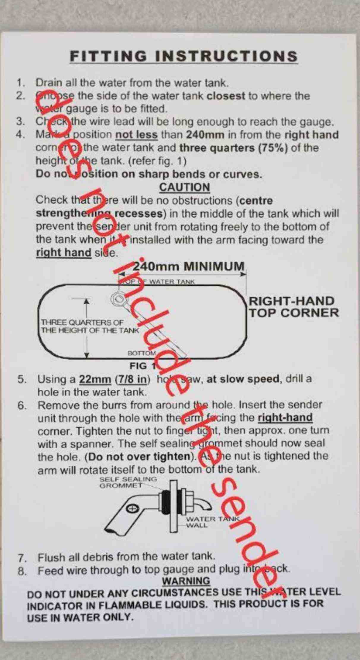 RV Electronics LED Black Single Tank Water Level Indicator