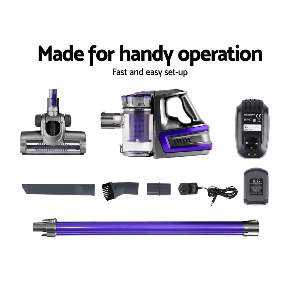 Cordless Handheld Stick Vacuum Cleaner 2 Speed Purple Grey