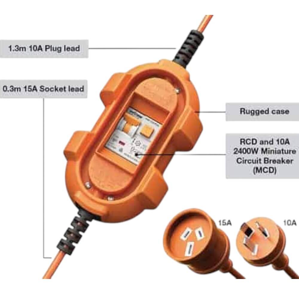 Ampfibian Mini 15A to 10A Adaptor RCD and Overload Protection