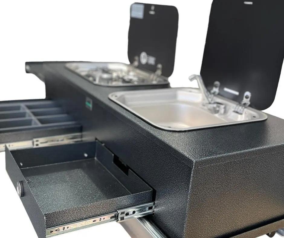 570mm wide Tunnel Boot Draw Slide with Kitchen x 1200mm Long - Everything Caravans