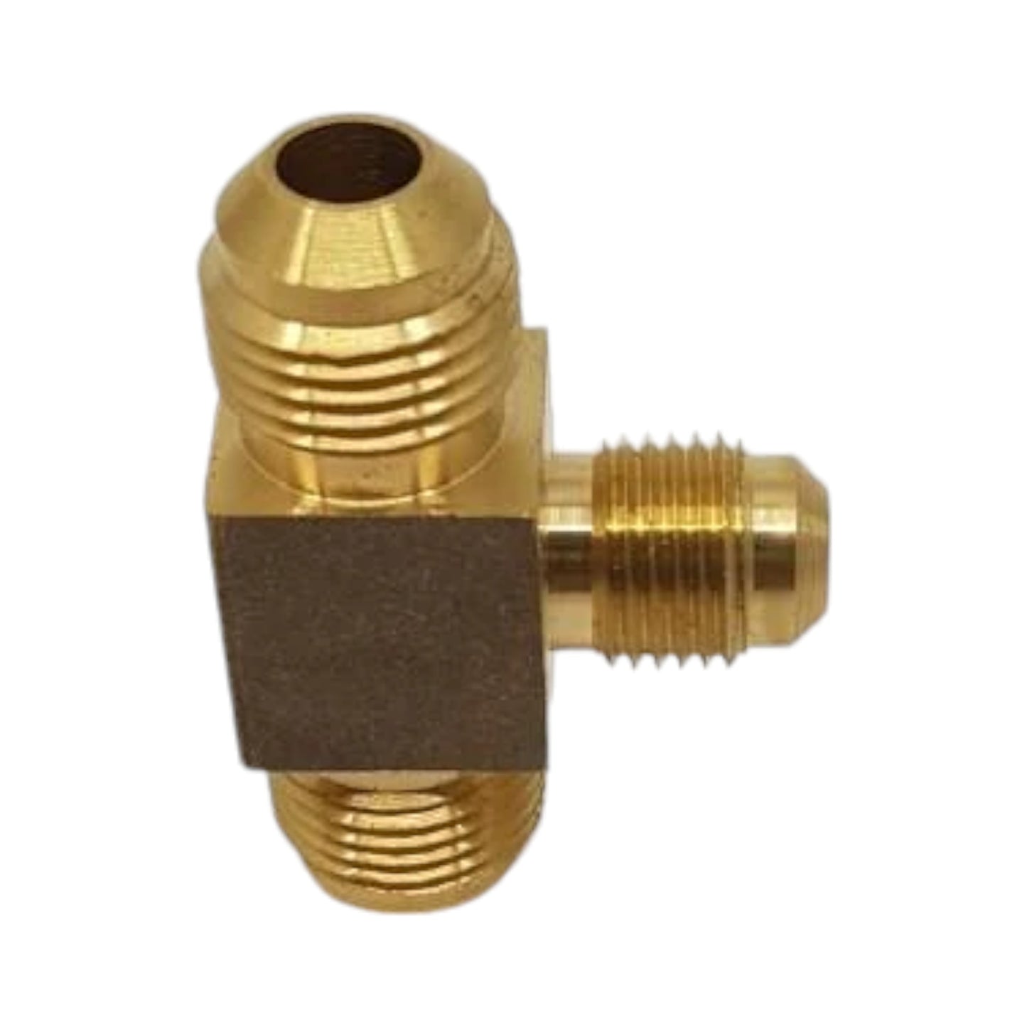 Brass Gas fitting 3-8 Flare Three Way Tee with One 5-16 Flare
