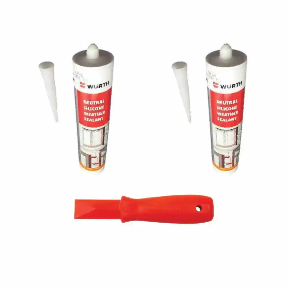 Wurth 2x Silicone and 1x Scraper Bundle - 2x Clear