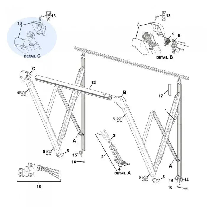 Carefree Arm Cover 200-37534 LH White Idler Kit for Altitude Awning
