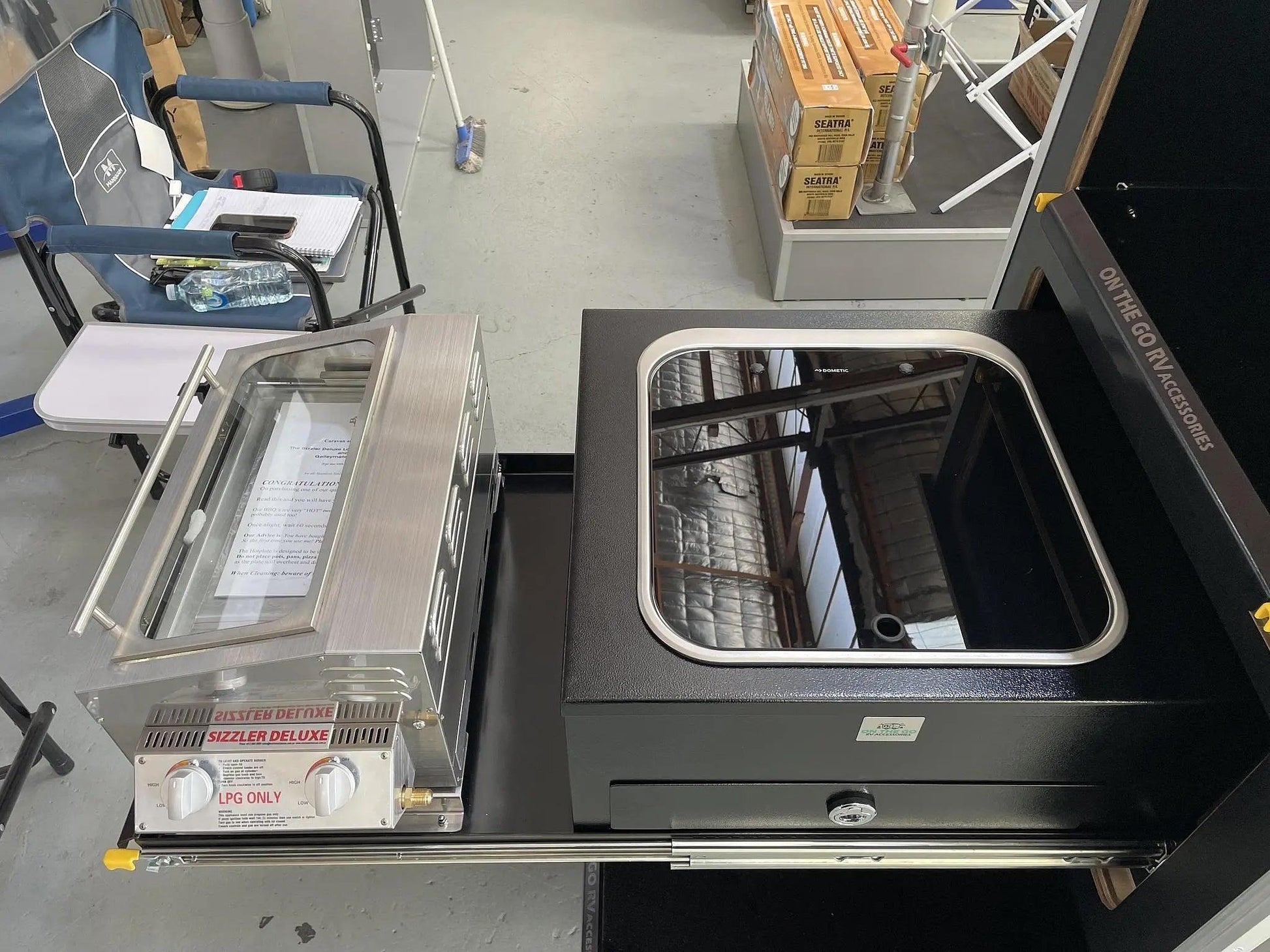 Slide Out Sink 600mm Kit to fit onto Draw Slide - Everything Caravans