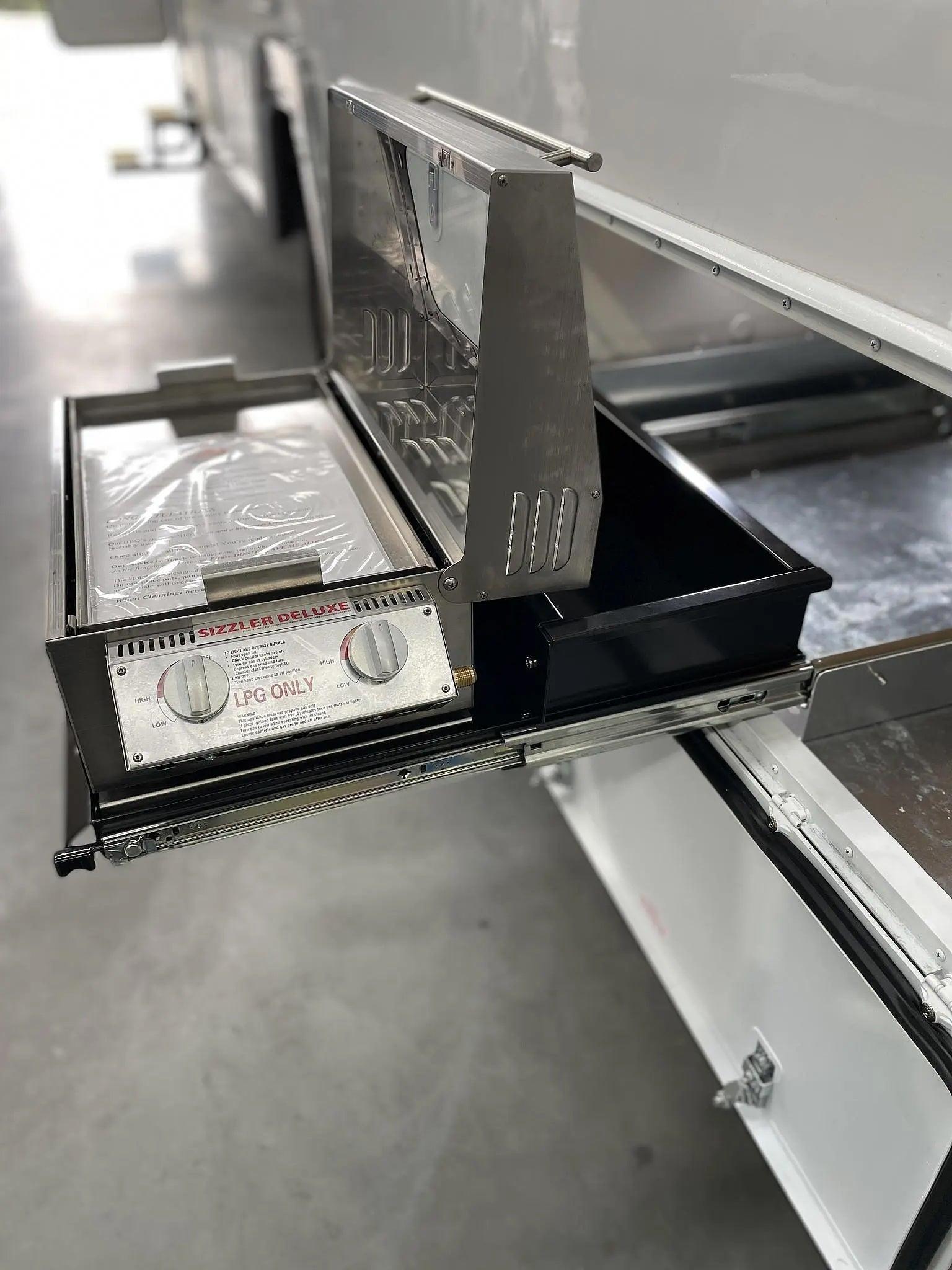 BBQ Slide Combo 570mm wide Vicki Tunnel Boot Draw Slide ideal for Motorhome - Everything Caravans