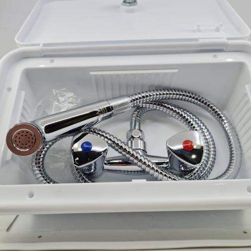 External Shower Box White - watermark - Everything Caravans