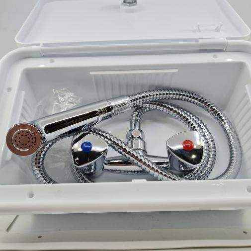 External Shower Box White - watermark - Everything Caravans