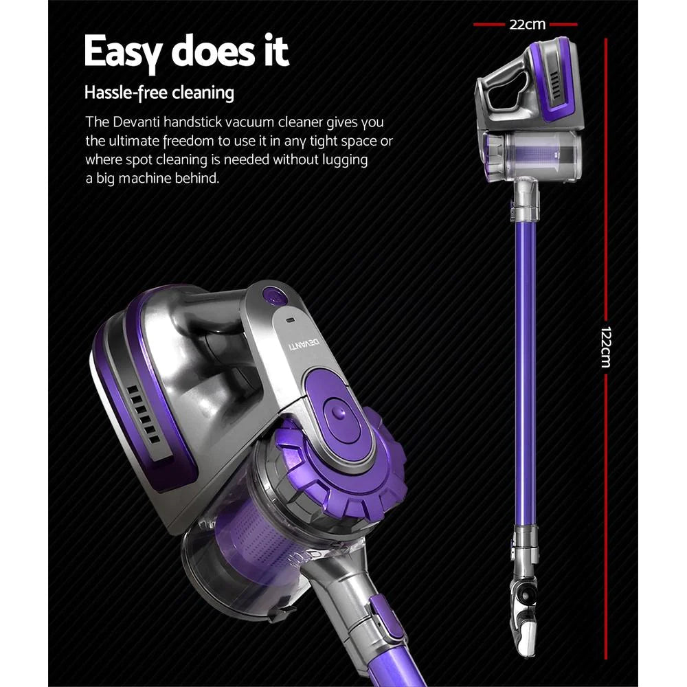 Cordless Handheld Stick Vacuum Cleaner 2 Speed Purple Grey