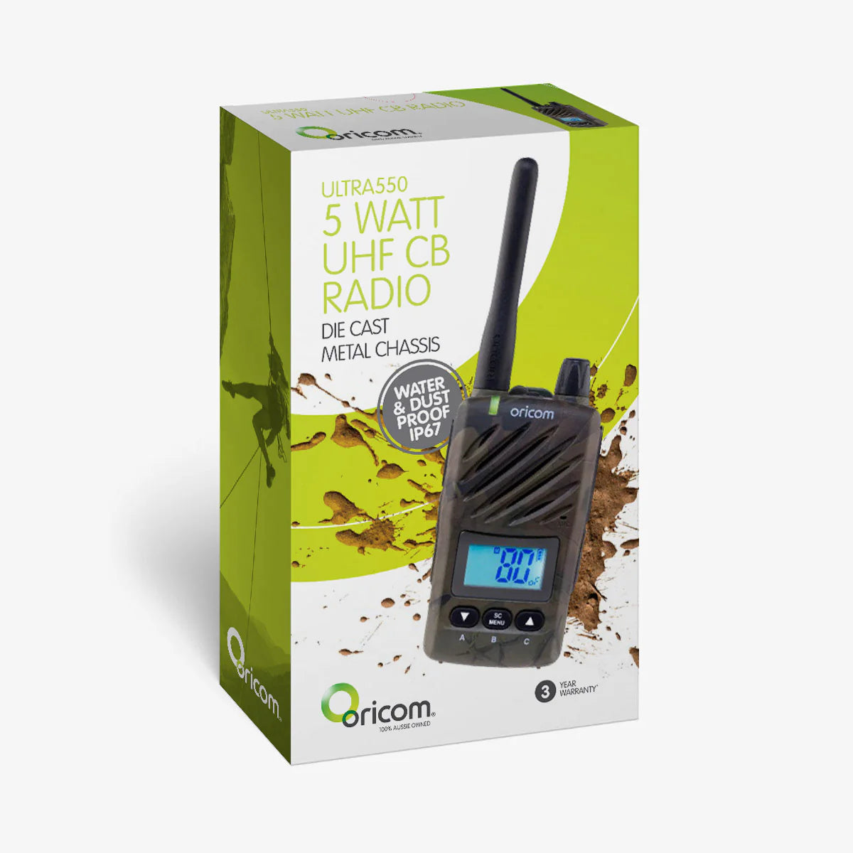 Oricom 5 Watt IP67 Waterproof Handheld UHF CB Radio - CAMO