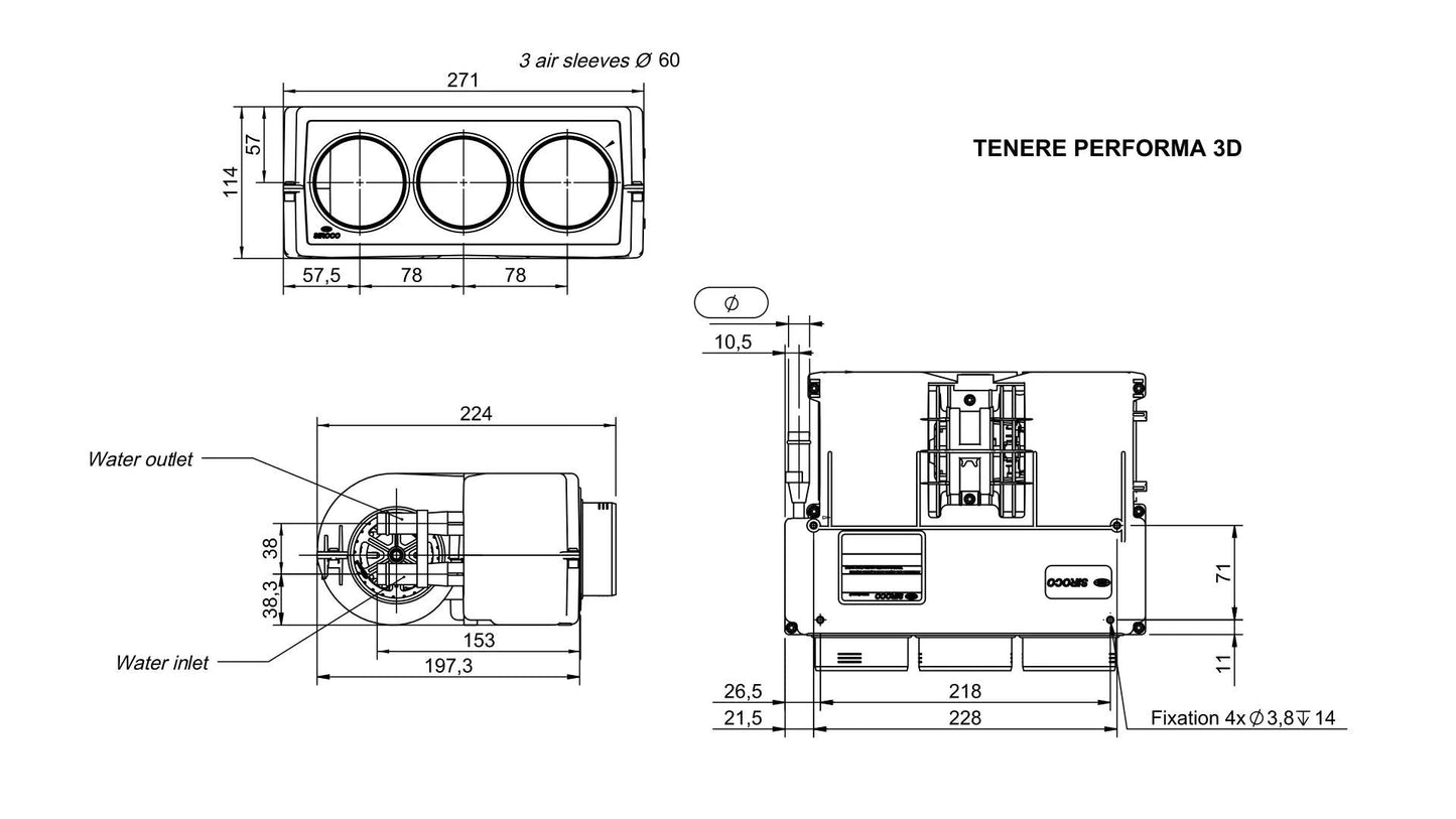 Autoterm Tenere 3D60 - Water Heat Exchanger with Fan - Everything Caravans