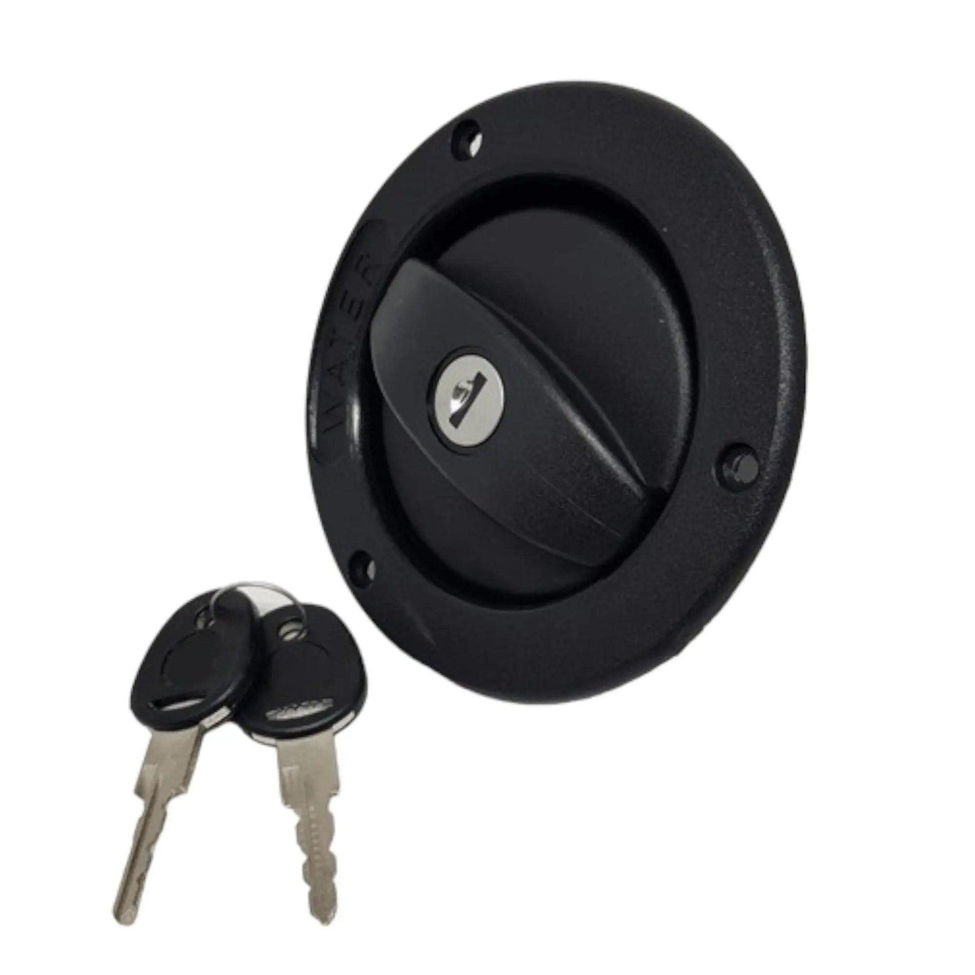 Black Lockable Water Filler Complete with Cap and Keys for RV and Caravans - Everything Caravans