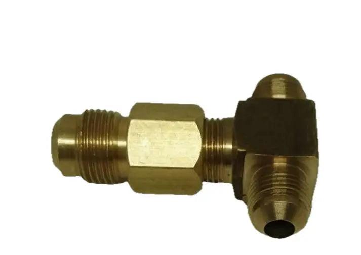 Brass Gas fitting 3-8 - 3-8 to 1-2 Flare Three Way Tee - Everything Caravans