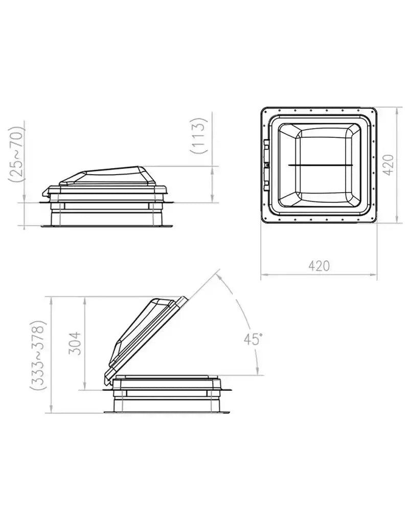 Coast RV 14X14 White Wind-Up Roof Vent with 12v Fan - Everything Caravans