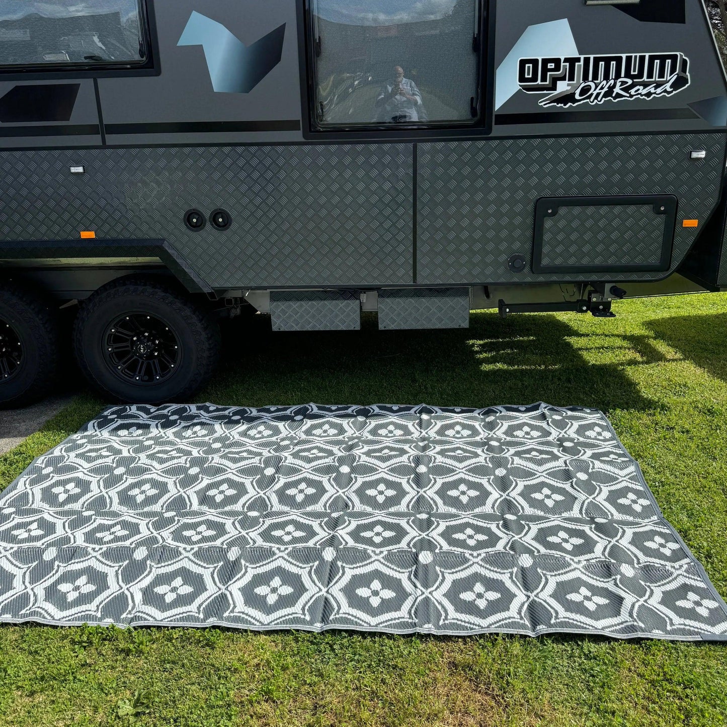 Caravan Camping Mat Classic Grey White 1.8m x 2.74m - Everything Caravans