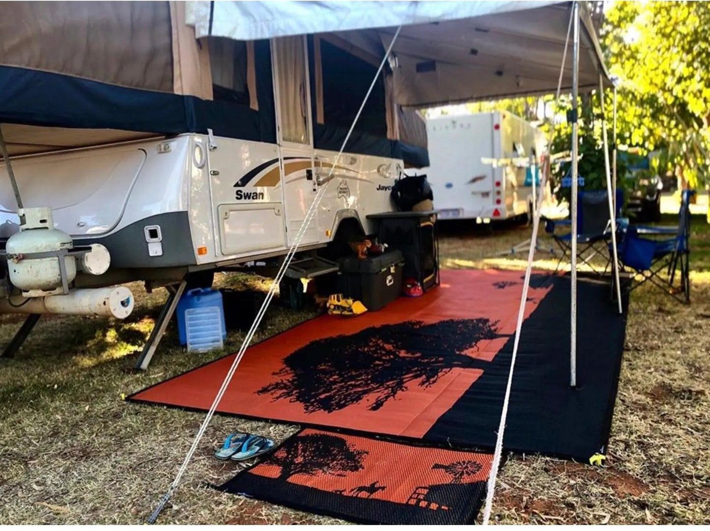 Caravan Camping Mat Outback Style Rust Black - Everything Caravans
