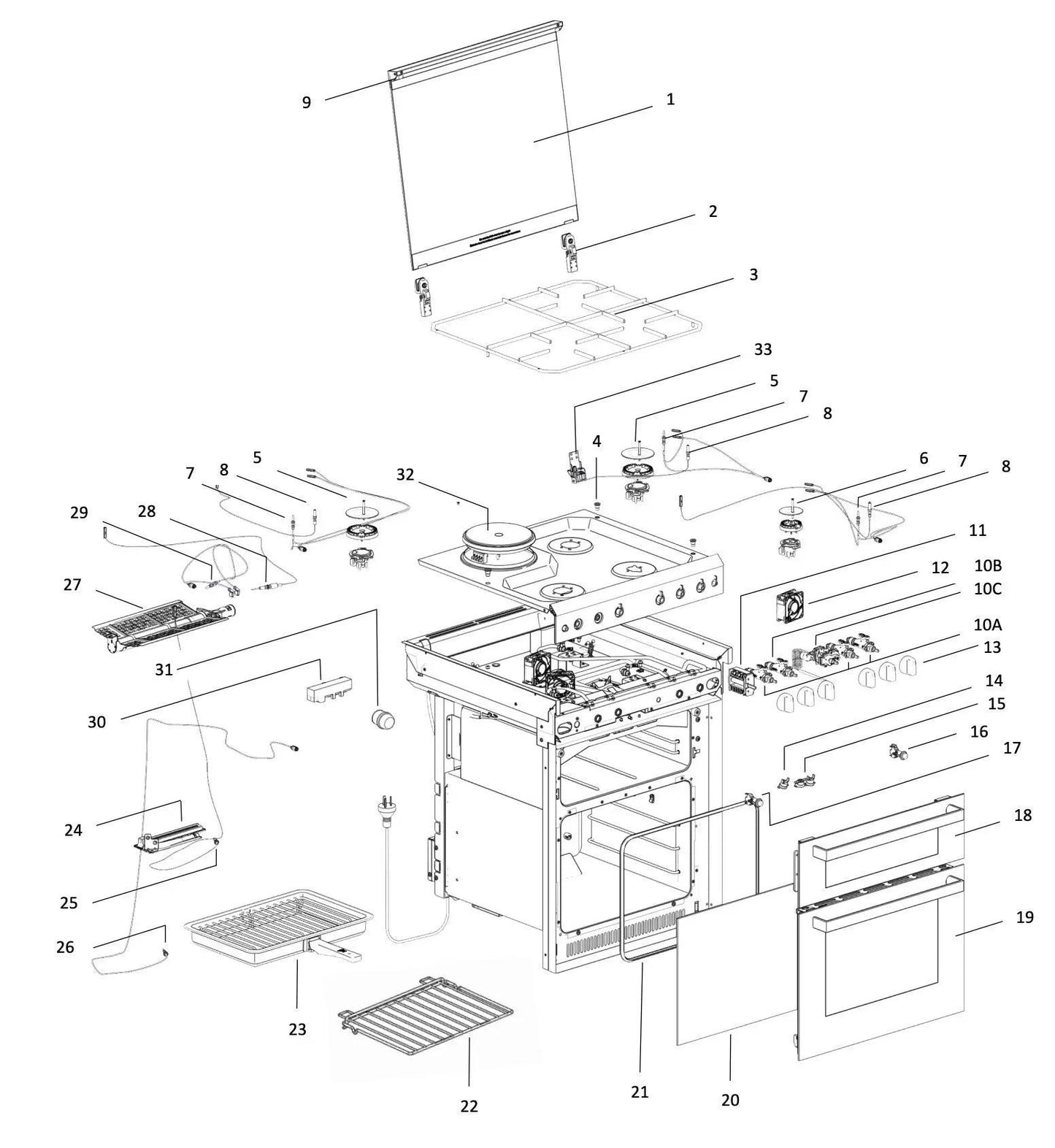 Thetford K1520 Grill Door Black Mirror Glass - Everything Caravans