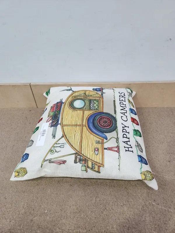 Happy Campers Pillow Cushion - Teardrop - Everything Caravans