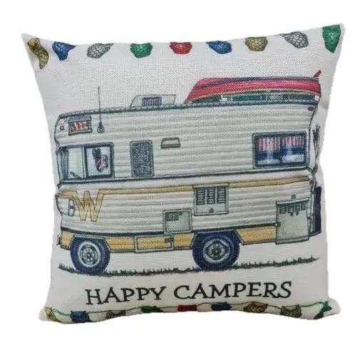 Happy Campers Pillow Cushion - Winnebago - Everything Caravans