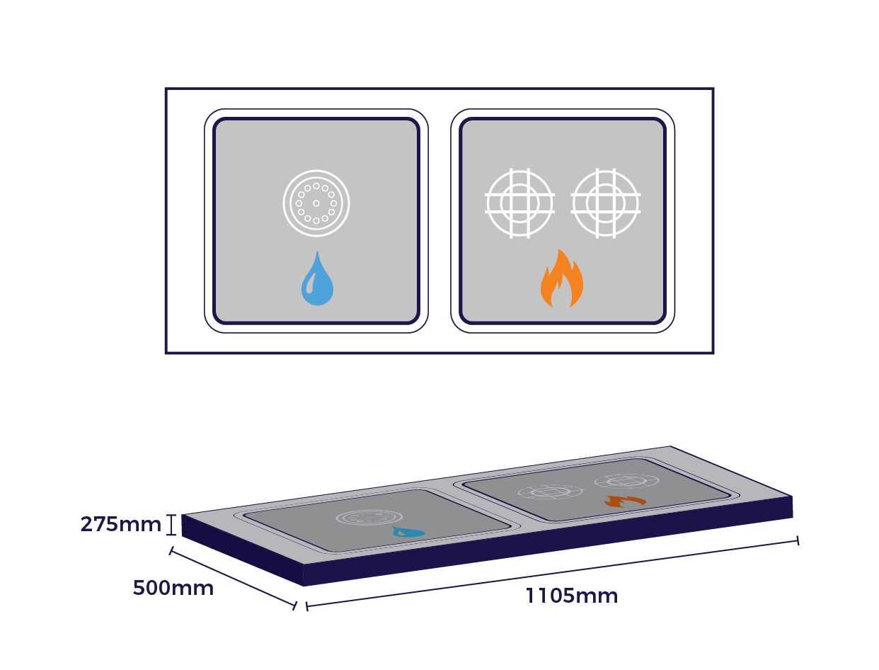 Kitchen Pro Sliding Combi Unit Cooktop and Sink - Everything Caravans