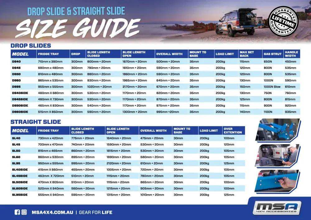 MSA 4X4 DS60 Drop Slide with Table 30006 - Everything Caravans
