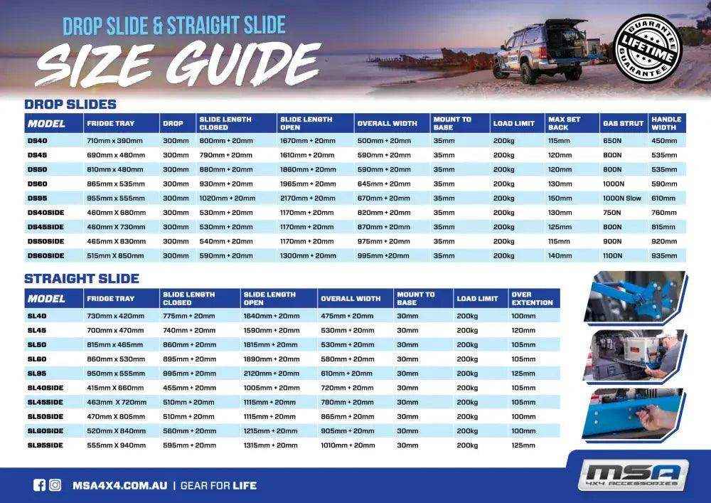 MSA 4X4 DS60 Drop Slide with Table 30006 - Everything Caravans
