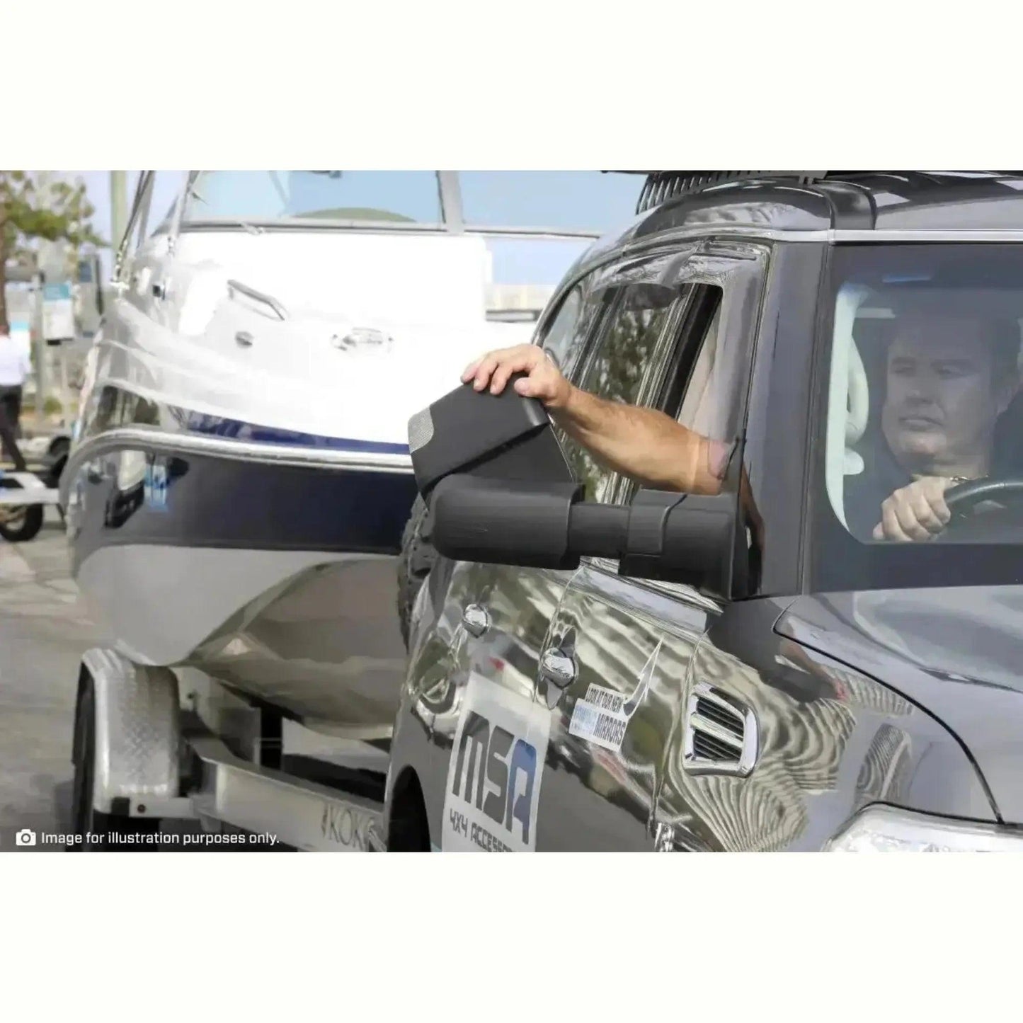 MSA Towing Mirror compatible with Toyota Hilux Chrome - Everything Caravans