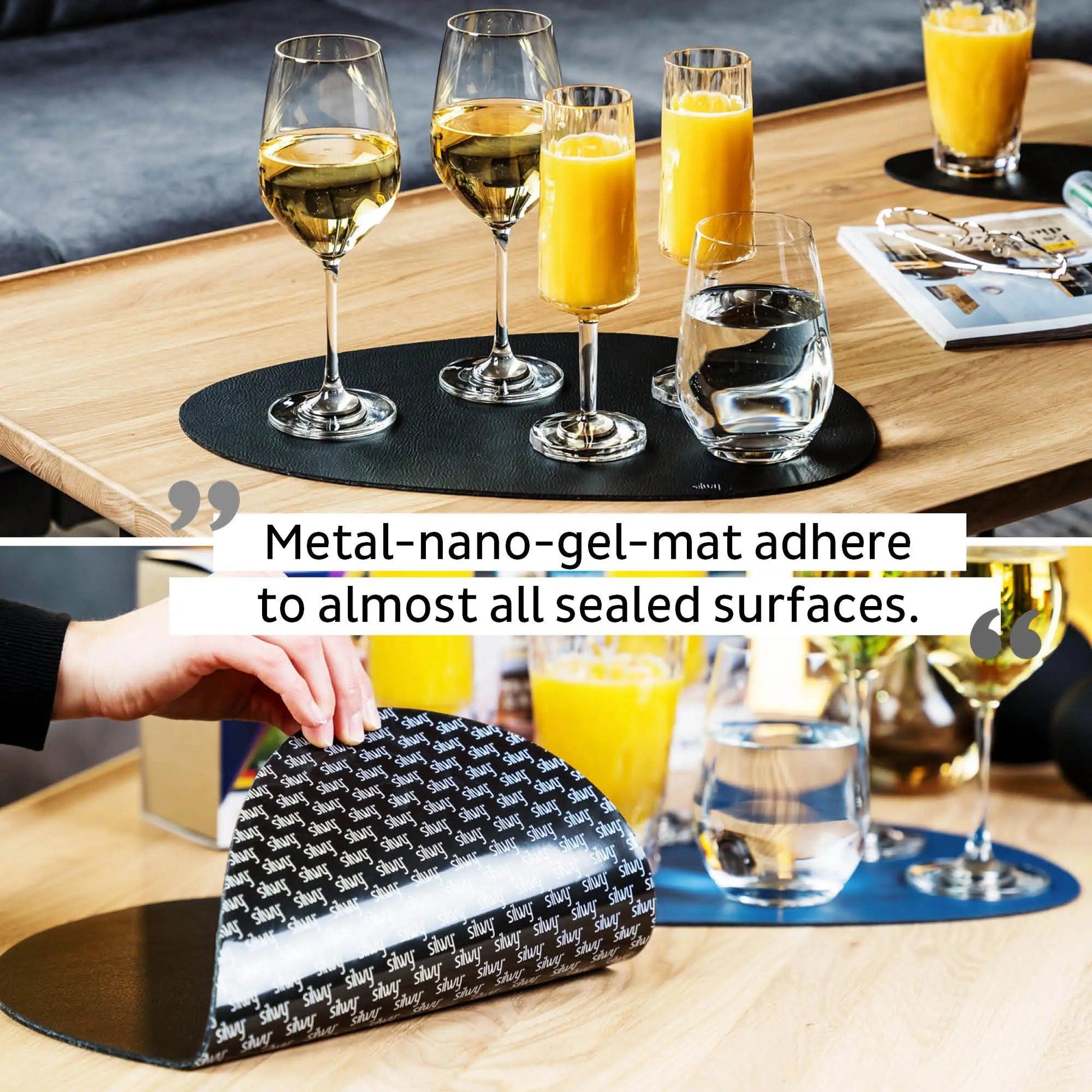 Metal Nano Gel Placemat LARGE BLACK By Silwy - Everything Caravans