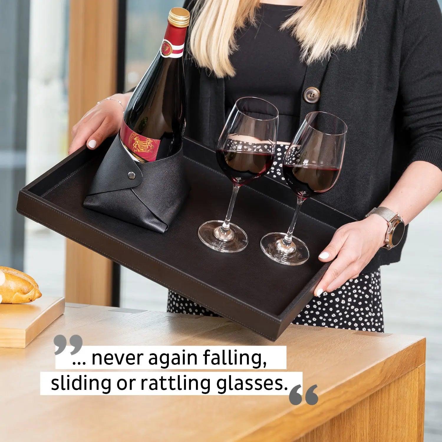 Metal Tray in leather look BLACK By Silwy - Everything Caravans